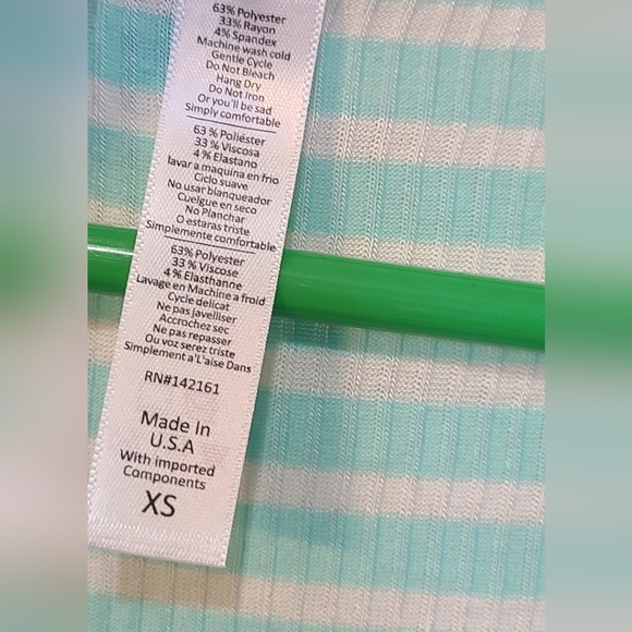 NWT LuLaRoe Lynnae Ribbed Sweater T Long Sleeves Mint Green Stripe Size XS - Picture 4 of 4